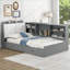 Lit plateforme simple en bois massif avec sommier à 2 tiroirs gris-2114794417