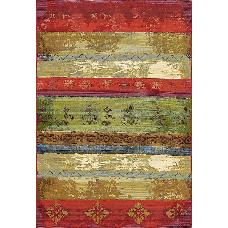 Outdoor Veranda Area Rug Fiesta Color, Rectangle 5'3" x 8'