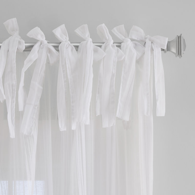 Mercuri Semi Sheer Single Curtain Panel, White, 52"W x 84"L