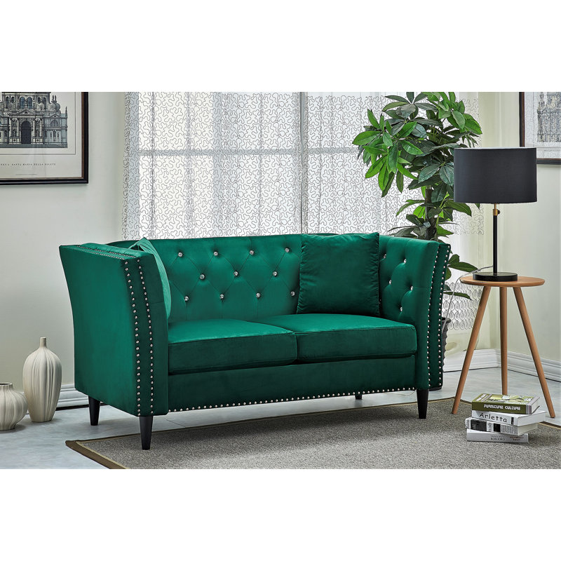 Cloyd 62.2'' Velvet Loveseat, Green
