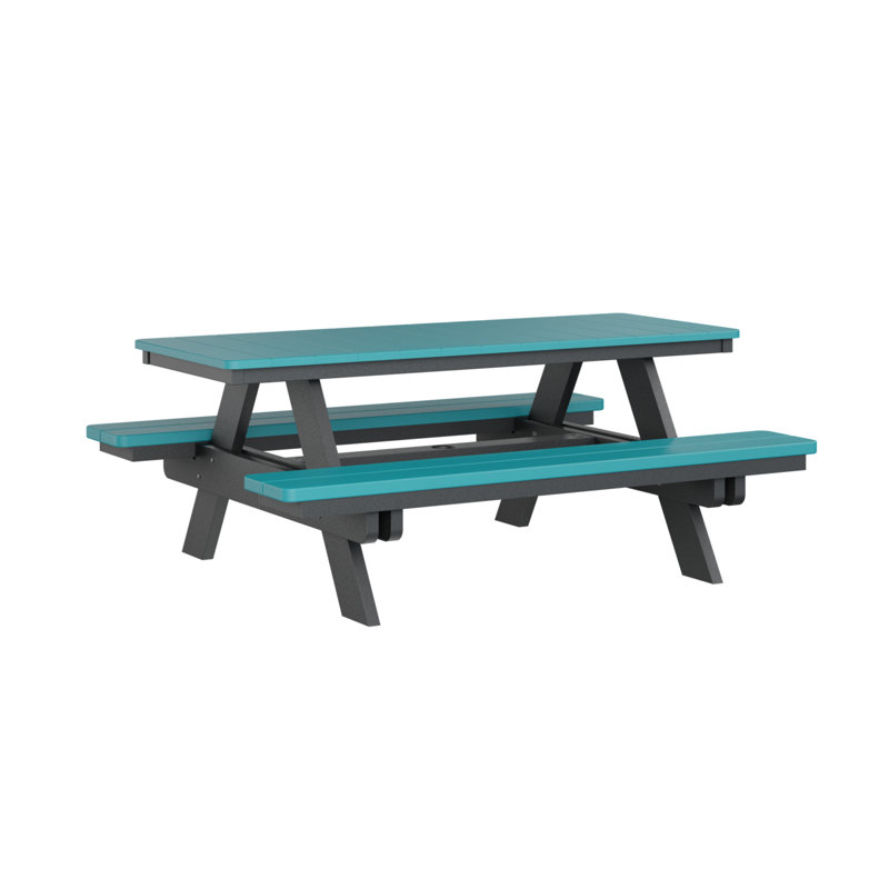 Table de pique-nique rectangulaire Berlin Gardens Ada, Aruba Blue Top/Black Base