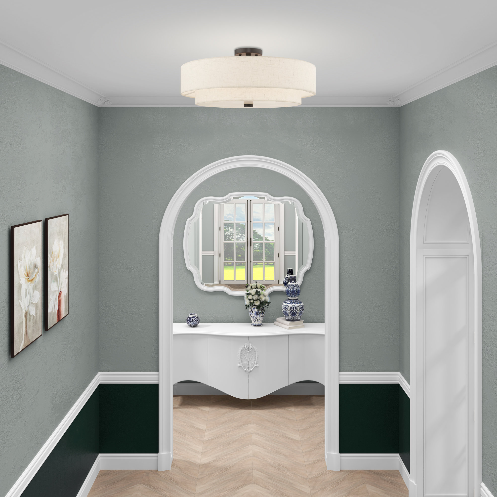Flaire Linen Blend Semi Flush Mount