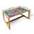 Zebra Print Coffee Table, Colorful Zebra Pattern Animal Wilderness Themed Art Print, Acrylic Glass Center Table With Wooden Frame For Offices Dorms Yellow Coral Pink-759064826