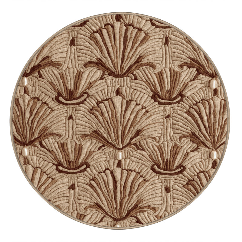 Tapis brun français lavable à la machine, Rond 5 pi