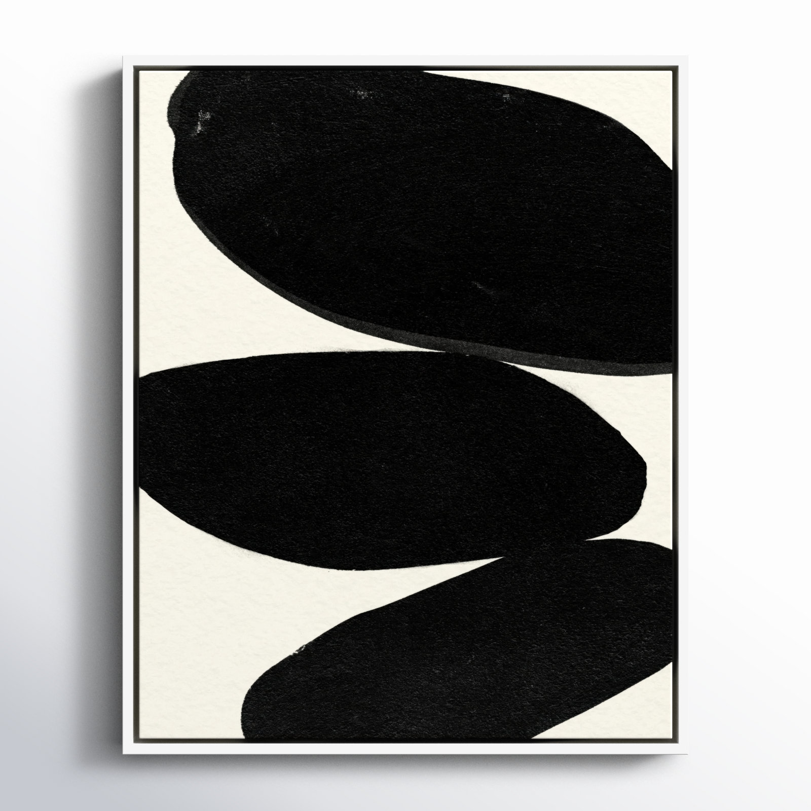 Beige and Black Abstract Modern Print, 21" H x 17" W, White