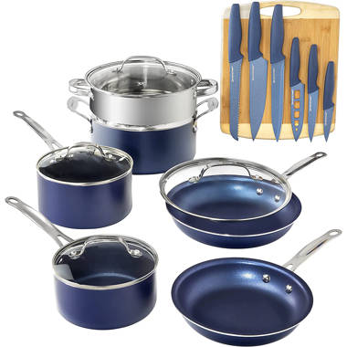 GraniteStone Diamond Blue 14 In. Round Nonstick Family Pan with Assist  Handle - Foley Hardware