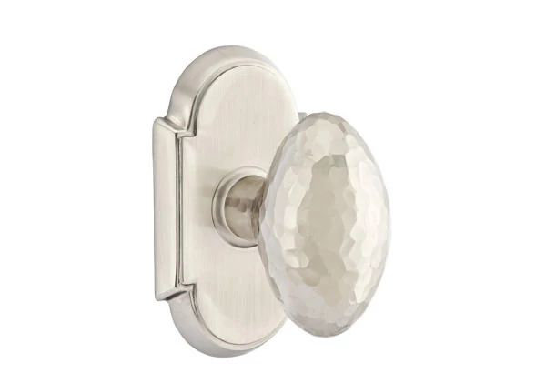 Emtek Passage Interior Mortise Set w/ #8 Rosette & Hammered Egg Knob (RH)