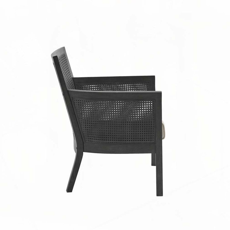 Fauteuil d'appoint à structure en bois, Noir