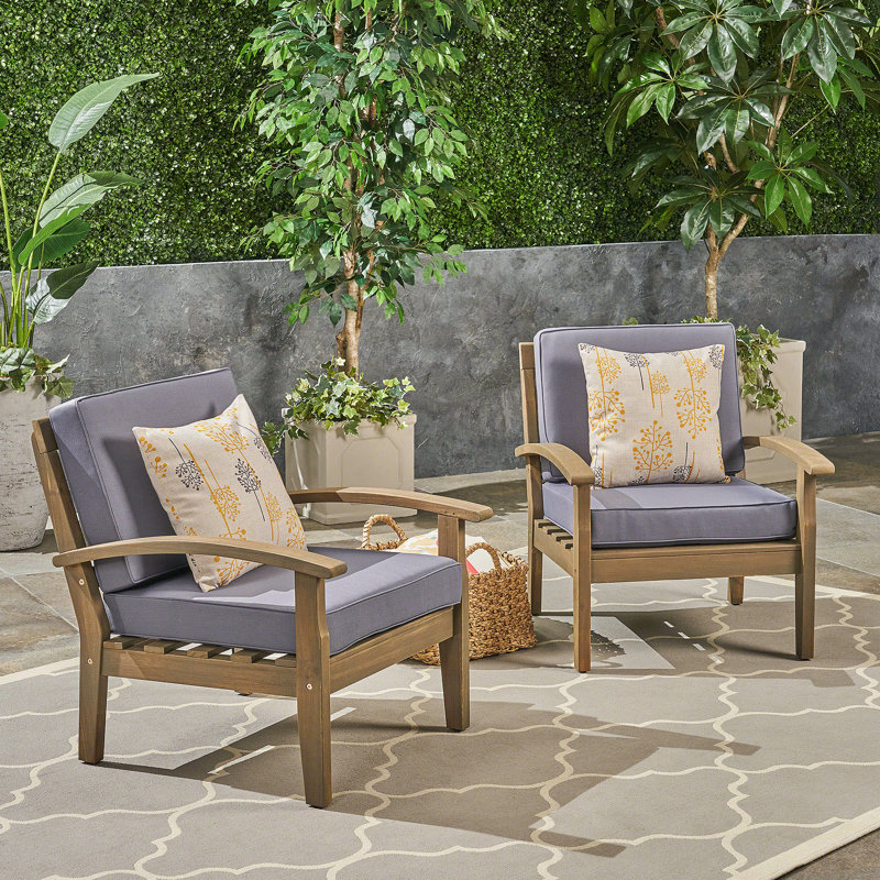 Chaises de patio à cadre en bois, Gris