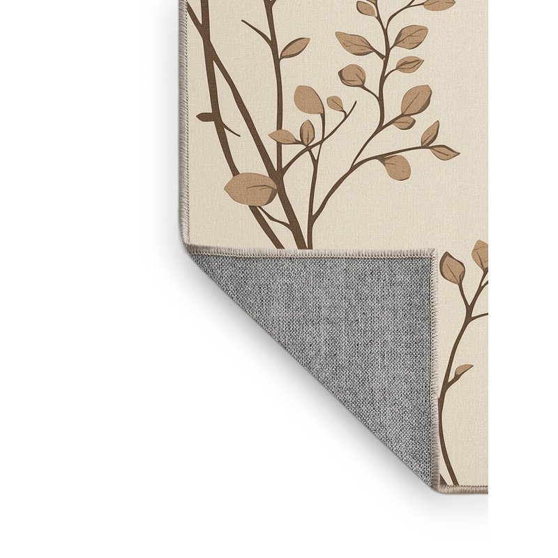 Machine Washable Karlov Thanksgiving Modern & Contemporary Abstract Rug in Beige – Beige Binding, 2x4