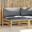 Canapé central modulaire d'extérieur en bambou gris moyen avec coussin en polyester