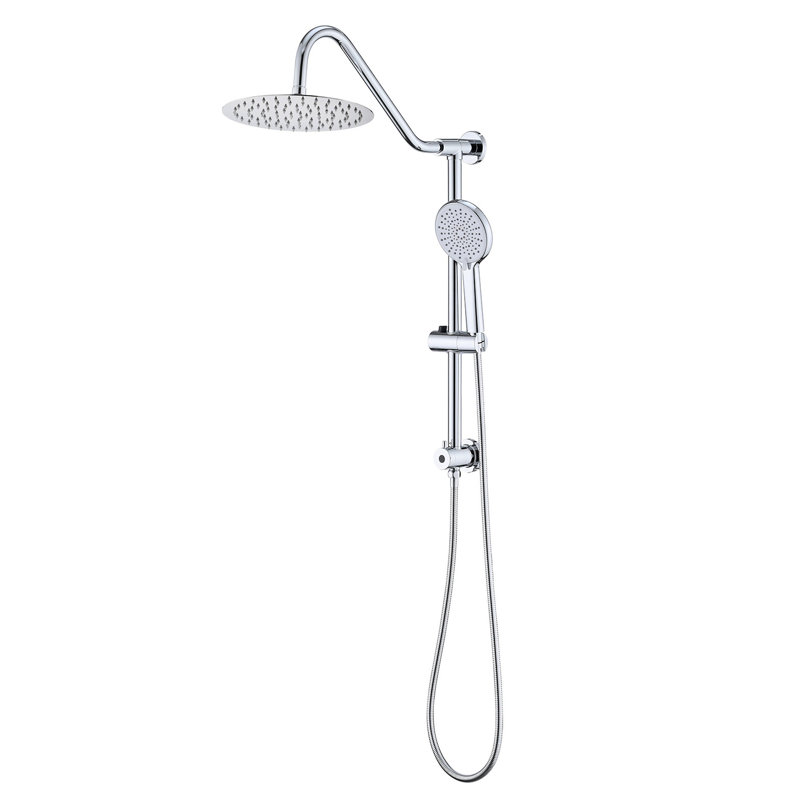 Pomme de douche à pluie et système de poche 10 po - Fixation murale, métal, finition, 3 modes de jet, hauteur réglable, corrosif et détérioration double avec fixation pluie, modes, angle, rayures
