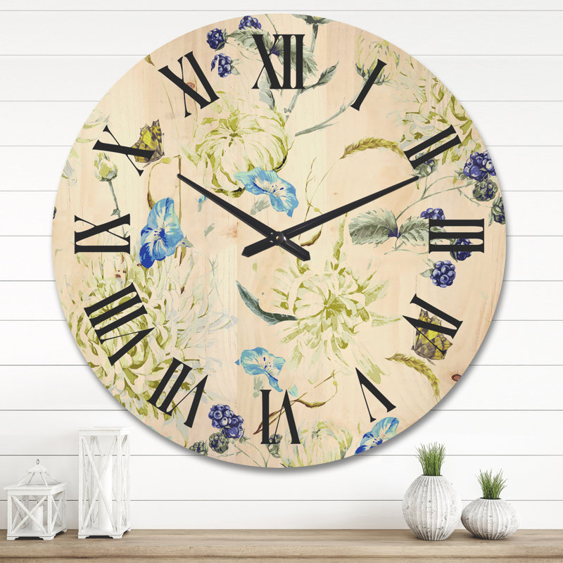 Horloge murale en bois Chrysanthemus II, Grand