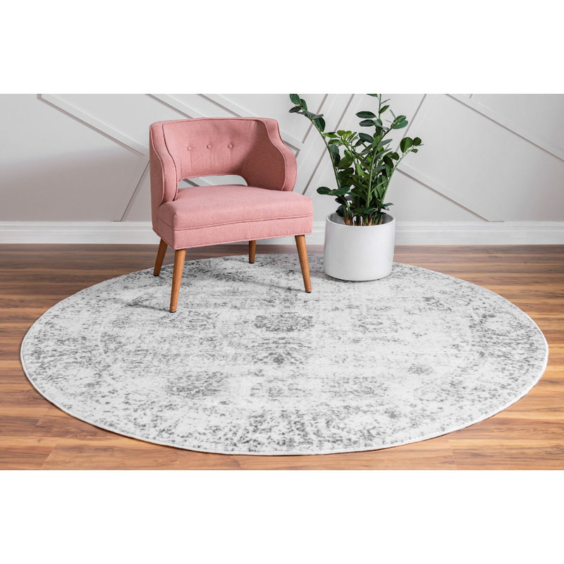 Tapis argenté Pokorny Ikat, Rond 7 pi