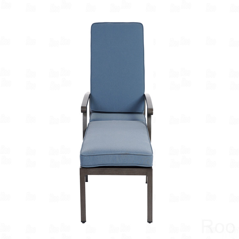 Outdoor Patio Lounge Chair, Aluminum Cast, Blue