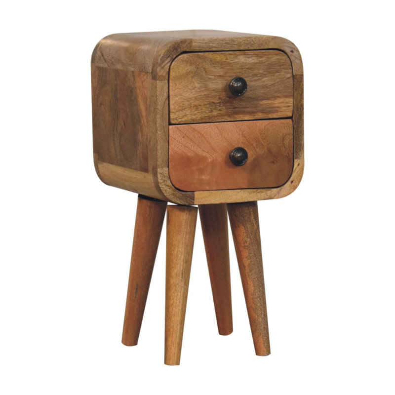 Gelsomina 20cm W Solid Wood Bedside Table, Brown