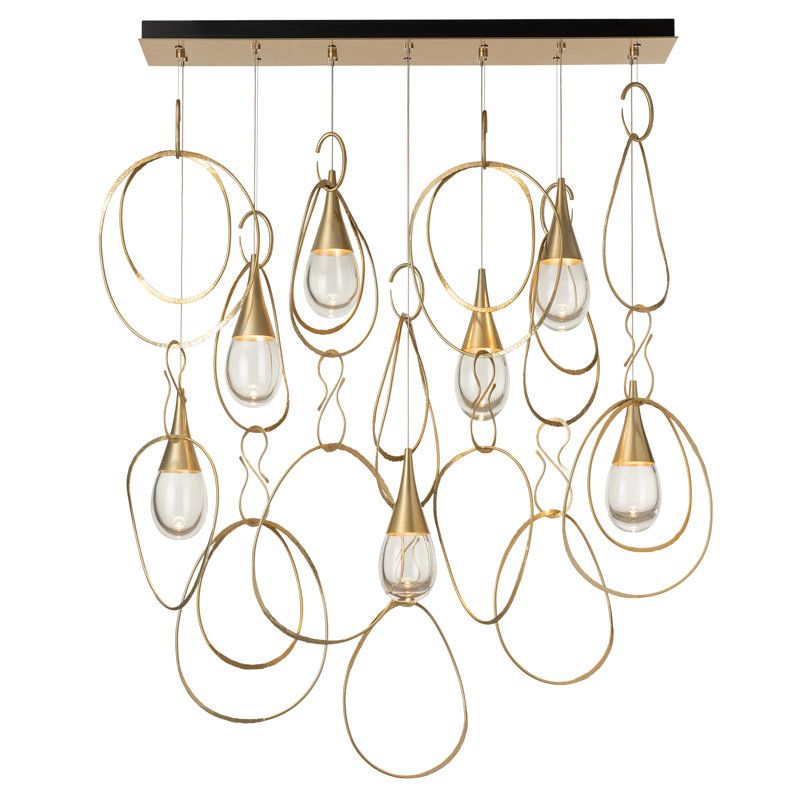 Lyric 7-Light Linear Pendant, Long, Modern Brass