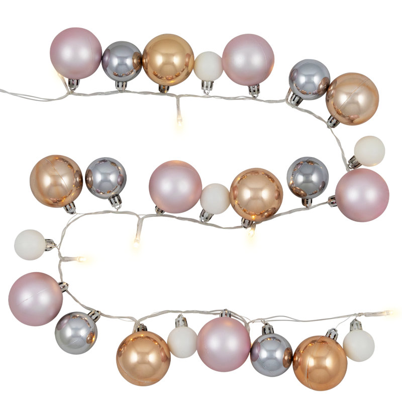 Ornament String Christmas Lights - Warm White LED - 3' Clear Wire - 10Ct, Pink