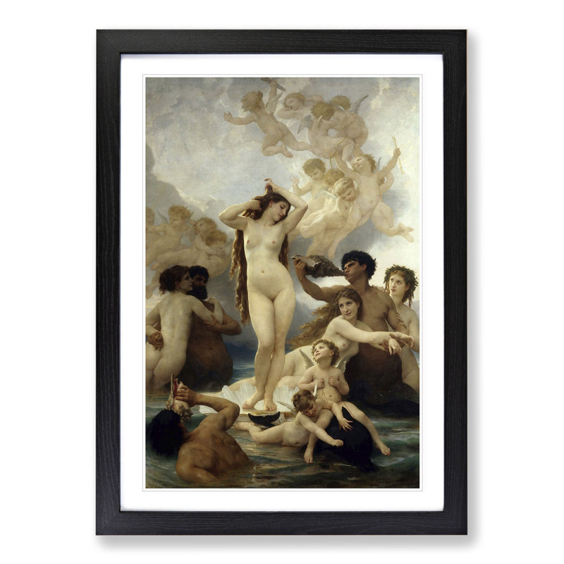 The Birth of Venus by William Adolphe Bouguereau - Picture Frame Painting, Black Framed, 36cm H x 27cm W x 2cm D