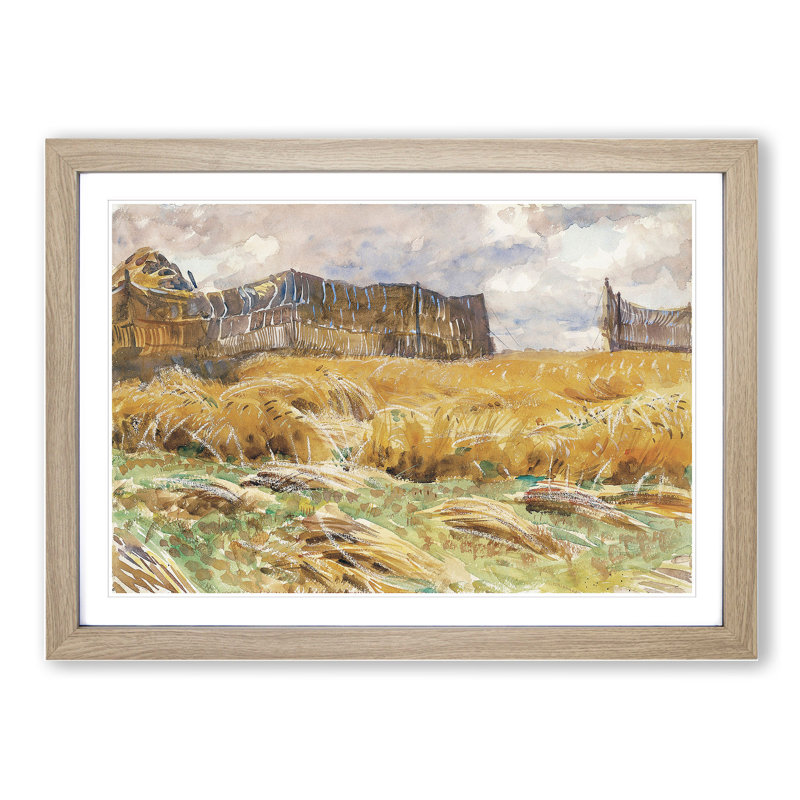 Field in France by John Singer Sargent - Picture Frame Painting, 48cm H x 65cm W x 2cm D, Oak Framed