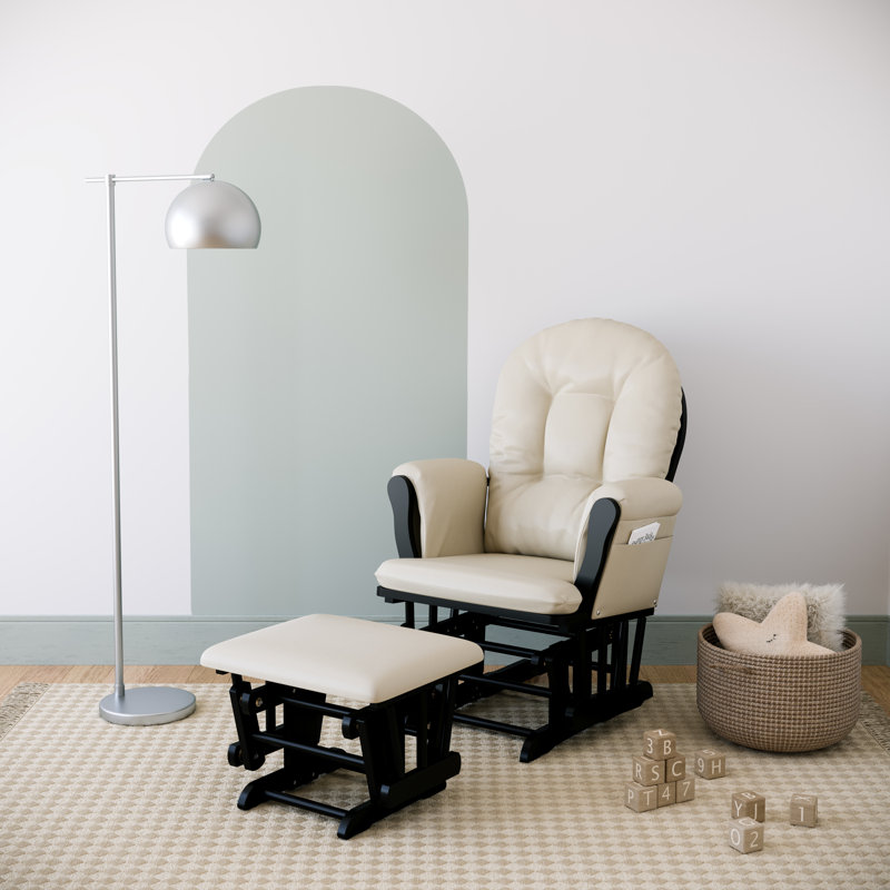 Fauteuil oscillant avec repose-pieds Hoop, Noir, Beige