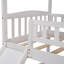Lit simple superposé au dessus d'un lit double avec glissière et escalier de rangement-2022369351