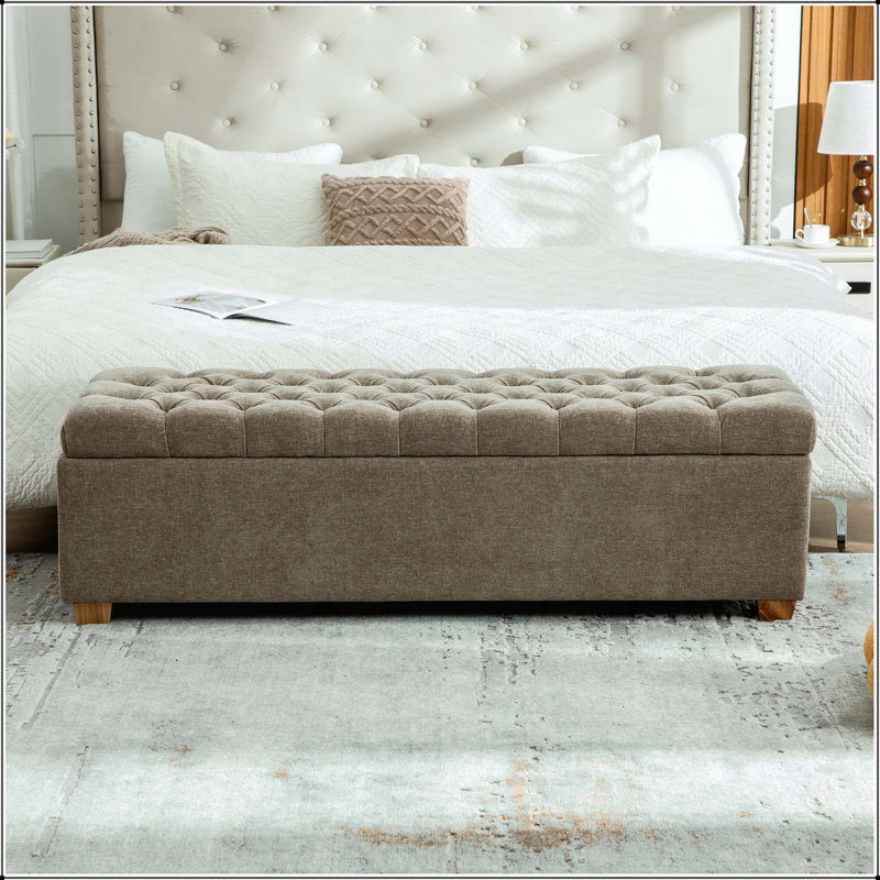 Banc de rangement 60,2 po Chenille, Taupe