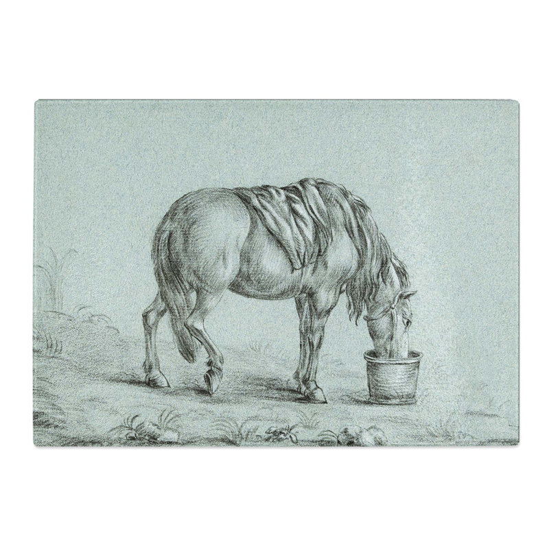 Tempered Glass a Drinking Horse Chopping Board, 28.5 cm W x 20 cm L