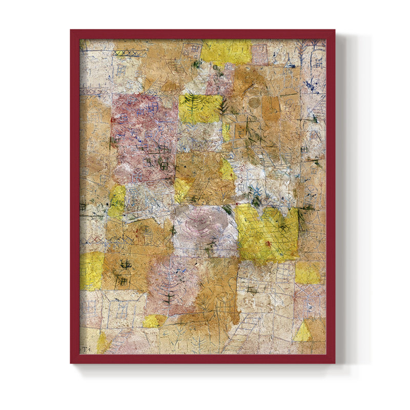 Impression florale vintage encadrée Cxxxii - bois massif, H 11 po x l 9 po, Rouge