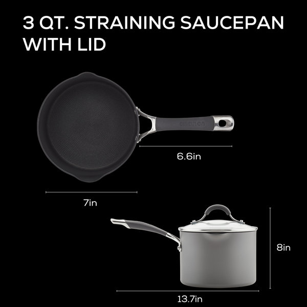 Symmetry 2QT. Covered Straining Saucepan - Kitchen Pans - Circulon 