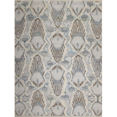 Jazz Hand Knotted Wool Area Rug in Gray/Blue