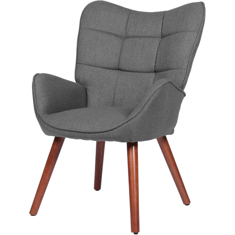 Dining Chairs with Padded Seat and Wood Legs for Kitchen, Dining Room, Gray, Wood