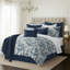 Ensemble de housse de couette standard en coton bleu marine / blanc Provence-60308545