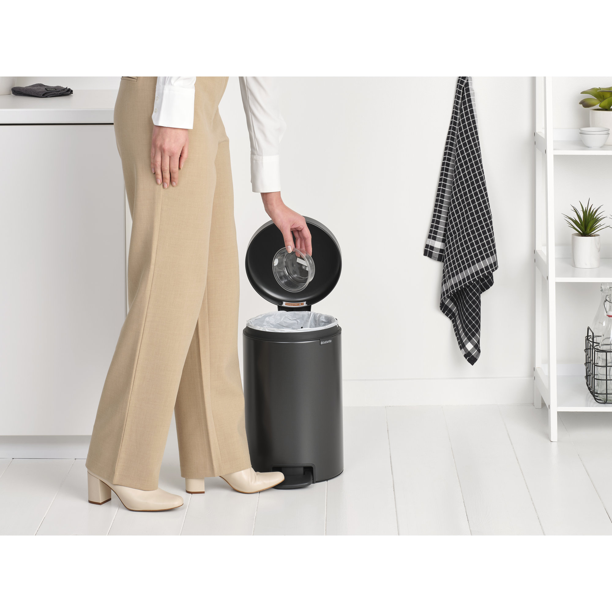 Brabantia Newicon Step On Trash Can, 3.2 Gallon (12 Liter), Confident Gray
