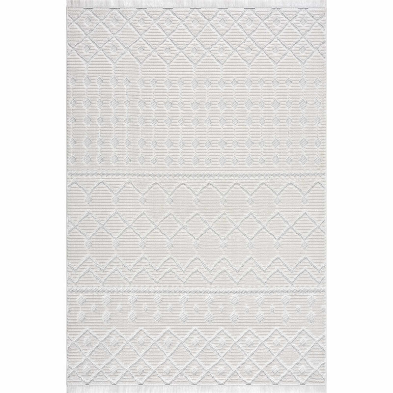 Bayyinah Farmhouse Moroccan Gray Area Rug, Rectangle 7'10" x 10'