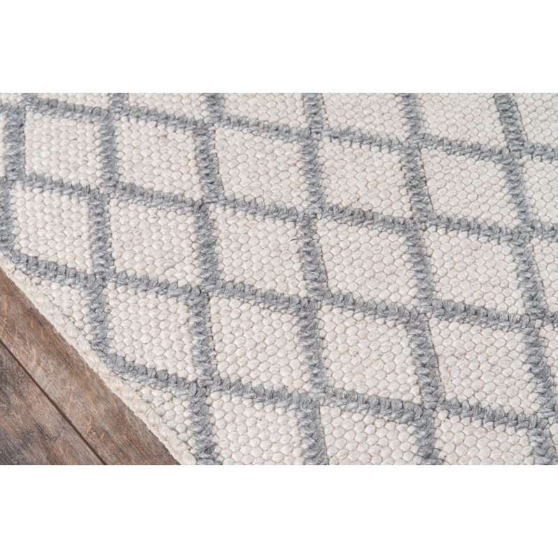 Tapis géométrique en laine fait à la main Charlla, Rectangle 7 pi 9 po x 9 pi 9 po