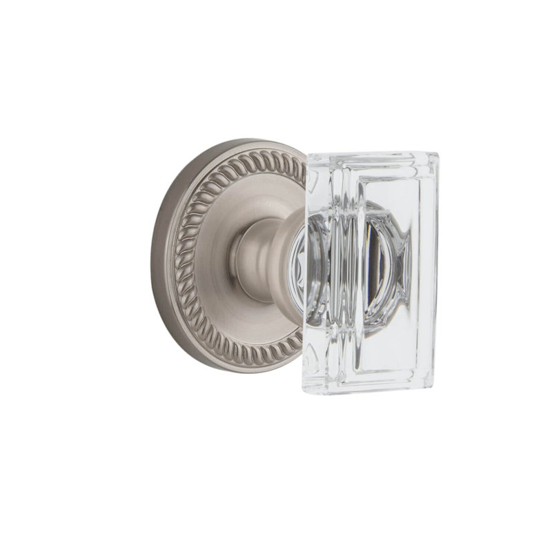 Rosette Grandeur Newport avec poignée en cristal Carré, Nickel satiné