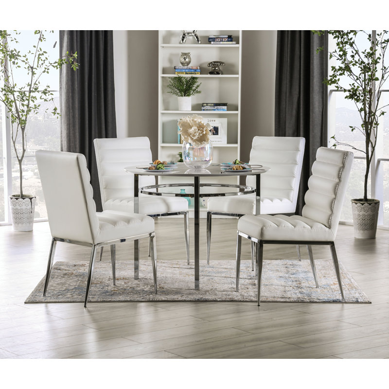 Everleigh 4 - Person Faux Marble Top Four Leg Base Dining Set