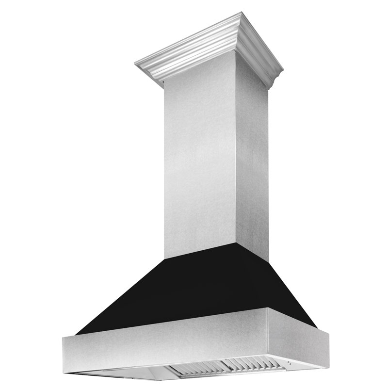 Hotte murale en acier inoxydable satiné à conduit 36 po ZLINE, Noir mat