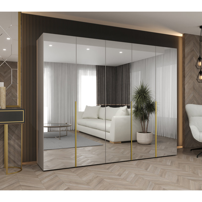 Manufactured Wood Wardrobe, cashmere + handles: gold
