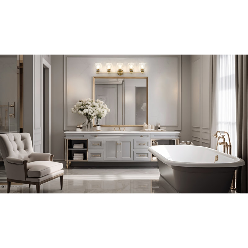 Ensemble de meuble-lavabo 5 lumières Andree, Doré, H 9 po x l 40 po x P 6,25 po, 5 lumières