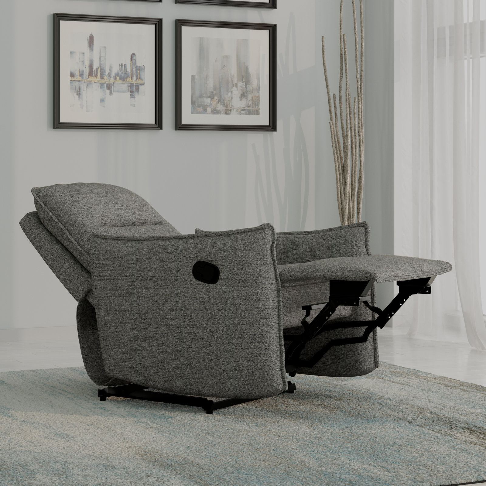 Jonali Reclining Accent Chair, Gray Polyester