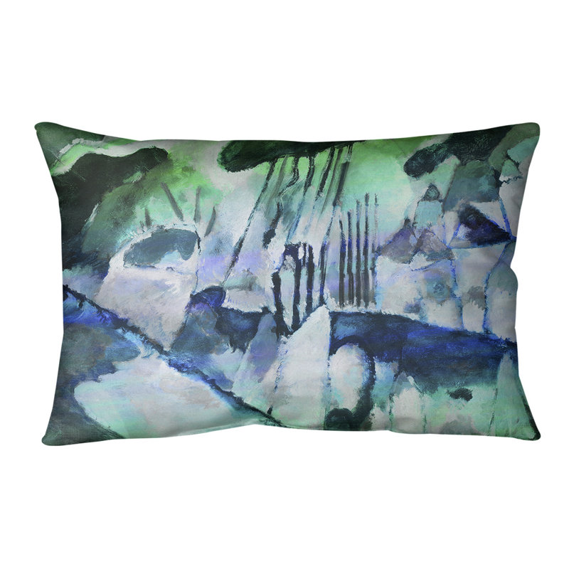 Oreiller avec coussin lombaire avec pluie paysage, Vert, Polyester filé
