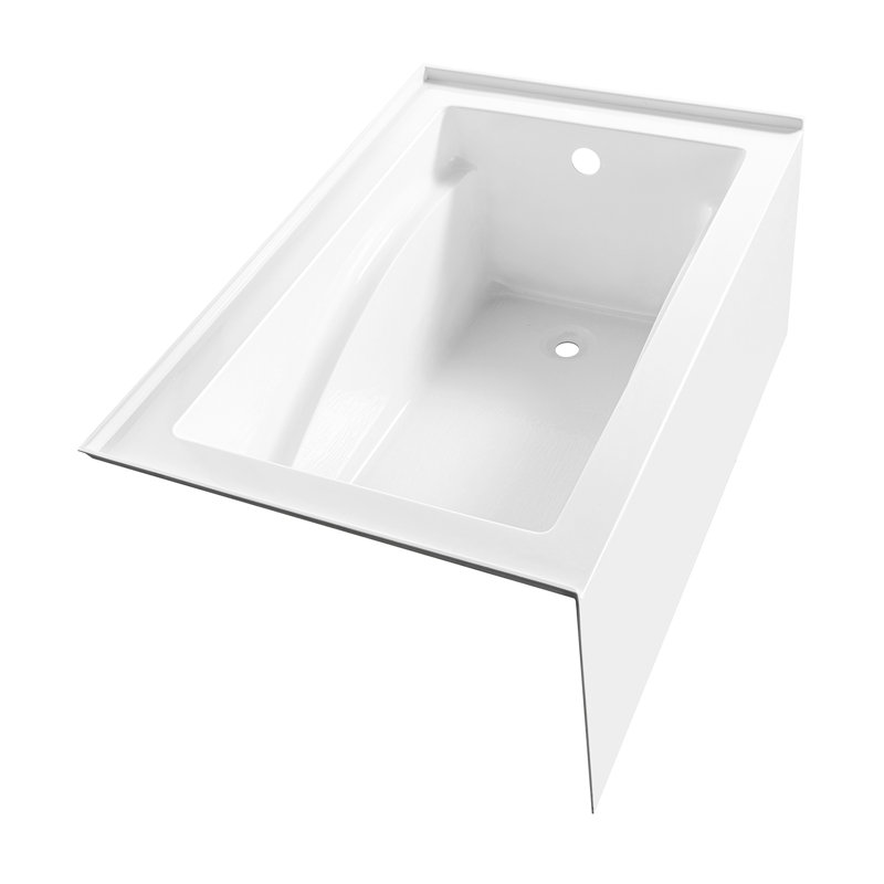 Kingston Brass Aqua Eden 48-Inch Acrylic Rectangular 3-Wall Alcove Tub, Hand Drain and Anti-Skid Surface, Right