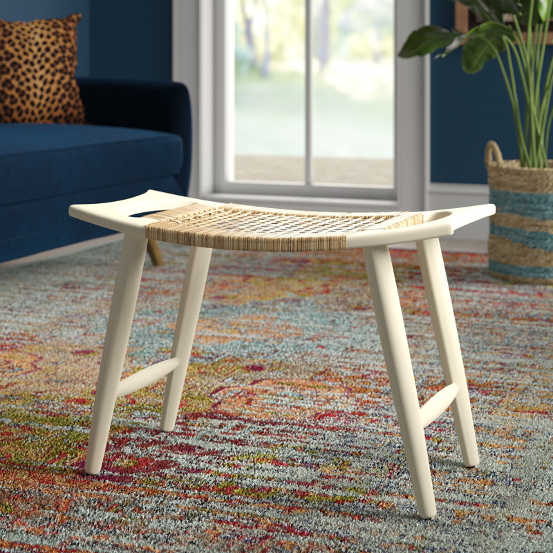 Solid Wood Accent Stool, White