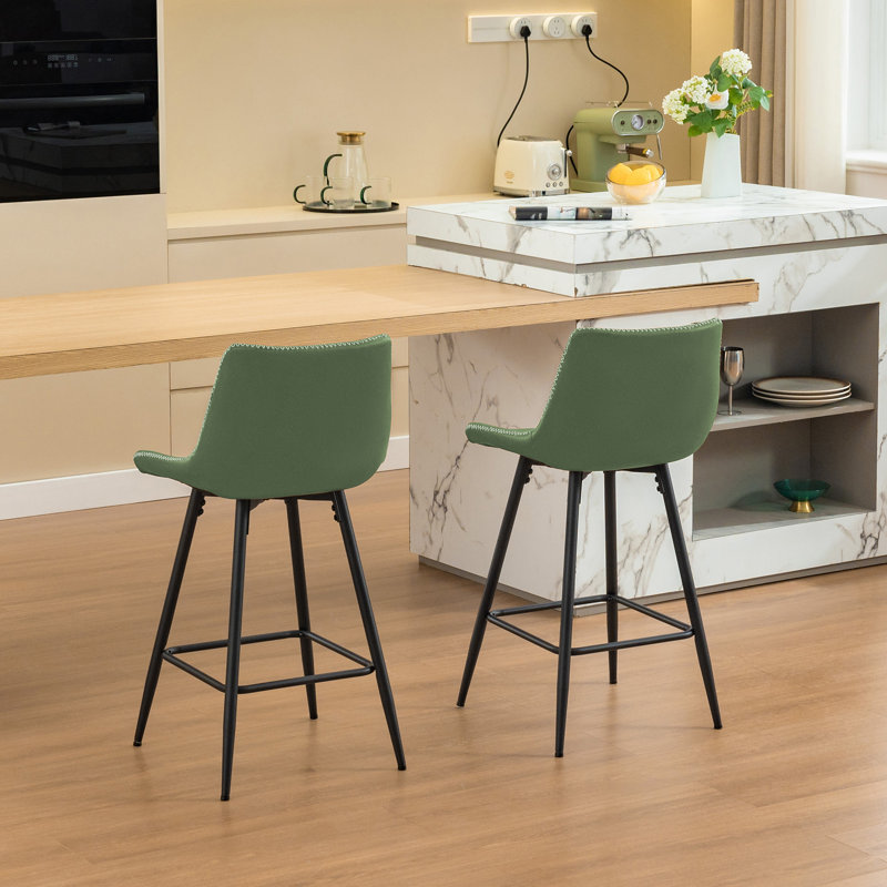 Tabouret de comptoir moderne en similicuir, Tabouret de comptoir (siège d'une hauteur de 24 p, 2, Vert