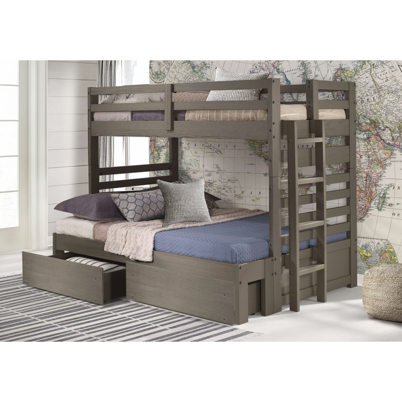 Huseman Kids Twin Over Full Bunk Bed with Drawers, Slate
