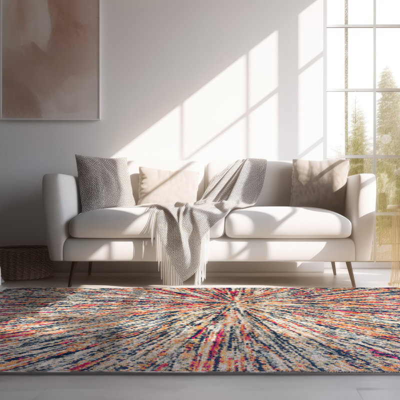 Tapis crème abstrait Kymiere, Rectangle 6 pi 7 po x 9 pi 7 po