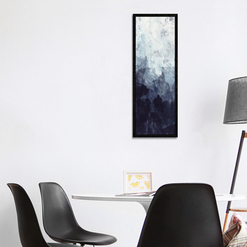 Blue Flow II by Alicia Vidal - Panoramic Painting on Canvas, 121.92 cm H x 40.64 cm W, Black Framed