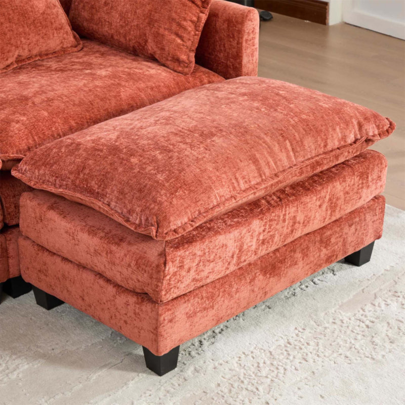 Cloud Ottoman, Modern Sectional Couch For Living Room And Bedroom, Comfy Double Layer Cushion, Breathable Chenille Fabric
